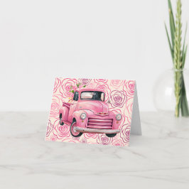 Happy Valentine's Day Lieferwagen LKW mit Rose Karte