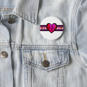 Happy Valentine's Day Lined Design Texted Button