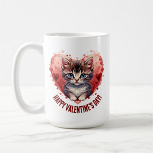 Happy Valentine's Day Little Kitten with Heart Kaffeetasse