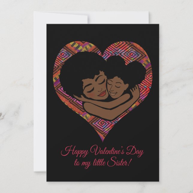 Happy Valentine's Day Little Sister Black Girl (Vorderseite)