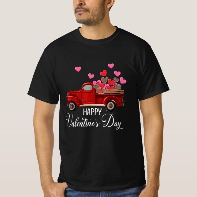 Happy Valentine's Day LKW Herzen Tragen Liebe T-Shirt (Vorderseite)