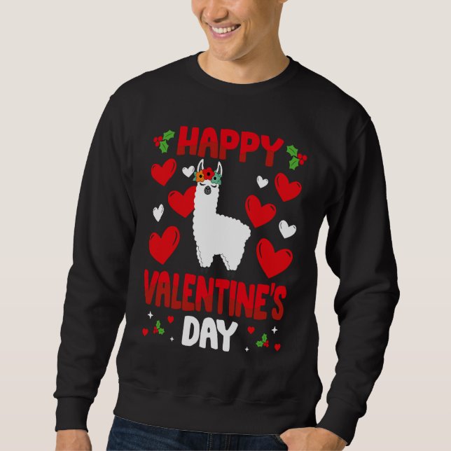 Happy Valentines Day Llama Heart Love Animal Sweatshirt (Vorderseite)