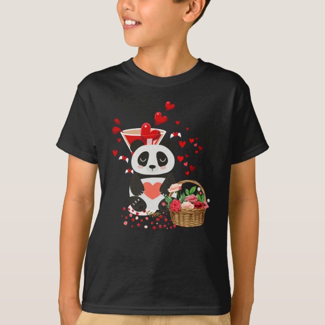 Happy Valentines Day Love Cute Panda Basket T-Shirt (Vorderseite)