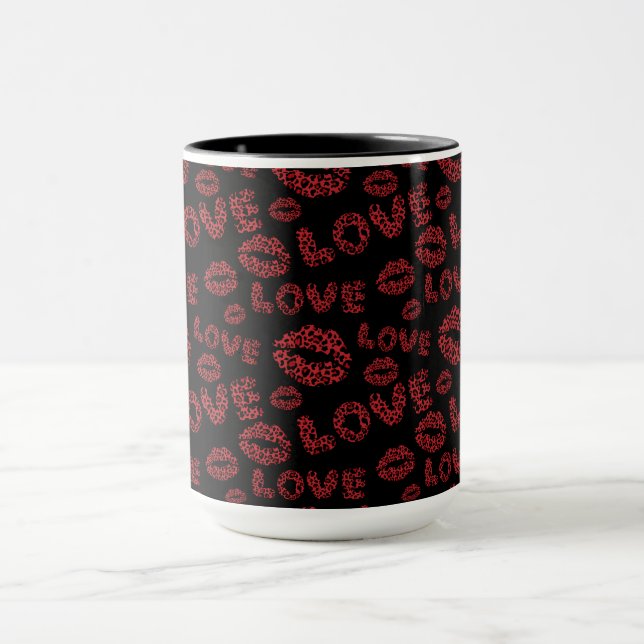 Happy Valentine's Day Love Elegant Red &Black Tasse (Zentrum)