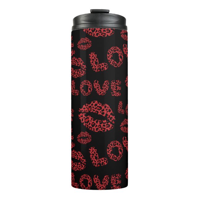 Happy Valentine's Day Love Elegant Red &Black Thermosbecher (Vorderseite)