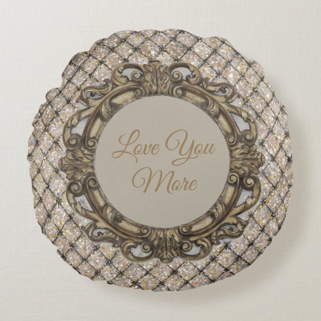 Happy Valentine's Day, Love You More, Rundes Kissen (Vorderseite)
