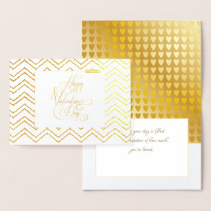 Happy Valentine's Day Lovely Elegant Luxury Gold Folienkarte