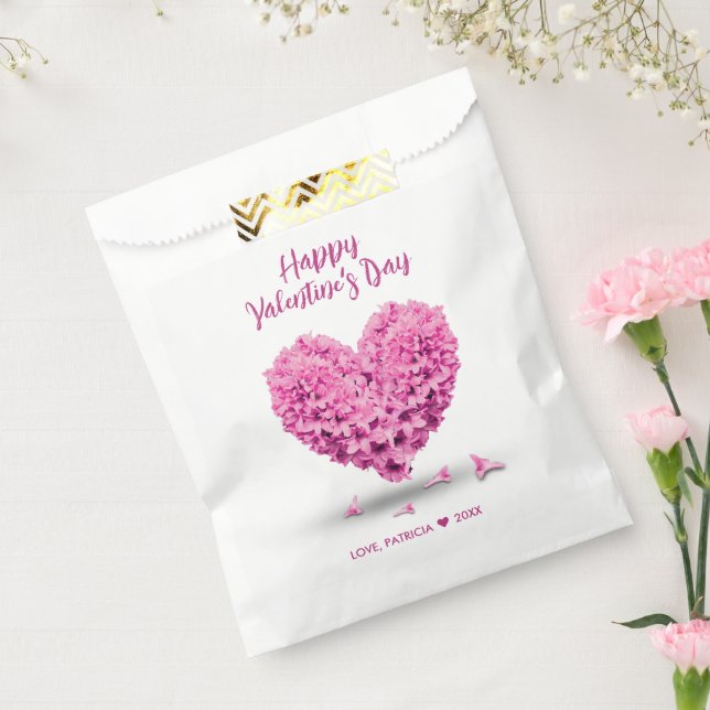 Happy Valentine's Day Lovely Pink Hyacinth Heart Geschenktütchen (Versiegelt)
