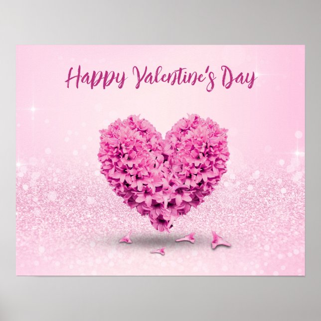 Happy Valentine's Day Lovely Pink Hyacinth Heart Poster (Vorne)