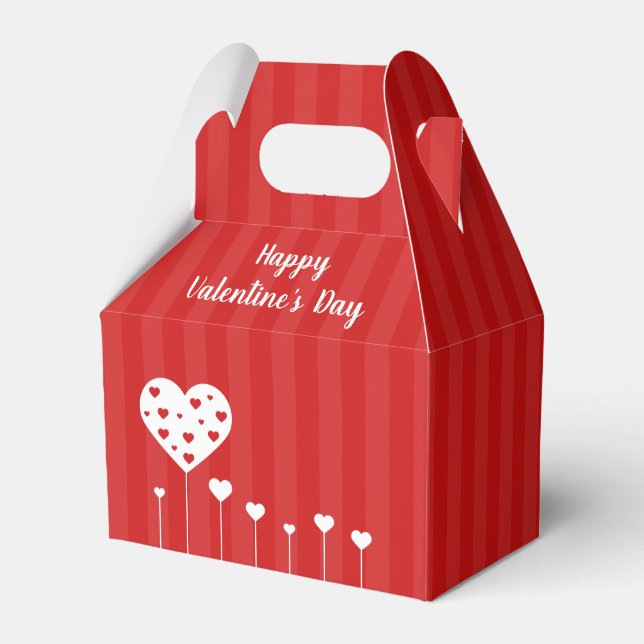 Happy Valentine's Day Lovely Red White Hearts Geschenkschachtel (Vorderseite)