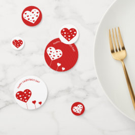 Happy Valentine's Day Lovely Red White Hearts Konfetti