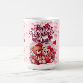 Happy Valentine's Day Loving Teddy Bear Couple Kaffeetasse