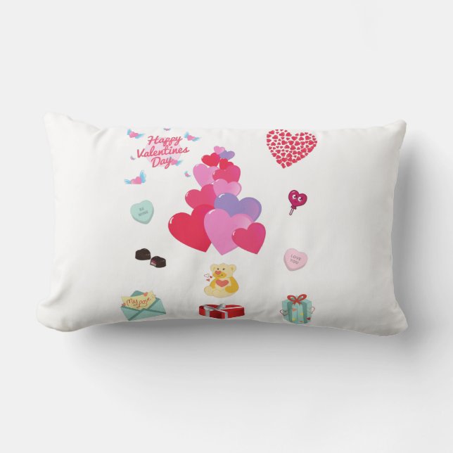 Happy Valentine's Day Lumbar Pillow Lendenkissen (Vorderseite)