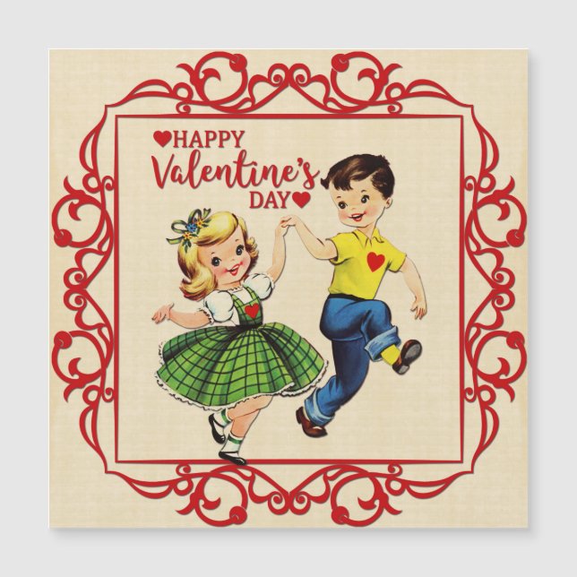 Happy Valentine's day Magnetkarte (Vorderseite)