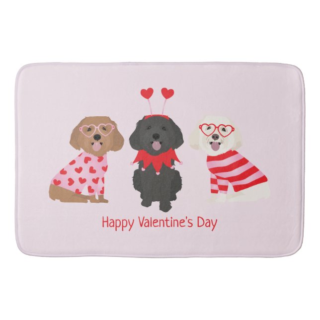 Happy Valentines Day Maltipoo Hunde Badematte (Vorderseite)