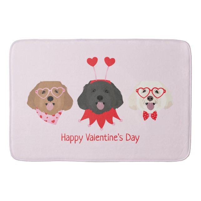 Happy Valentines Day Maltipoo Hunde Badematte (Vorderseite)