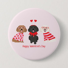 Happy Valentines Day Maltipoo Hunde Button