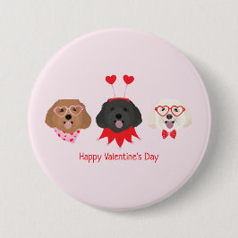 Happy Valentines Day Maltipoo Hunde Button