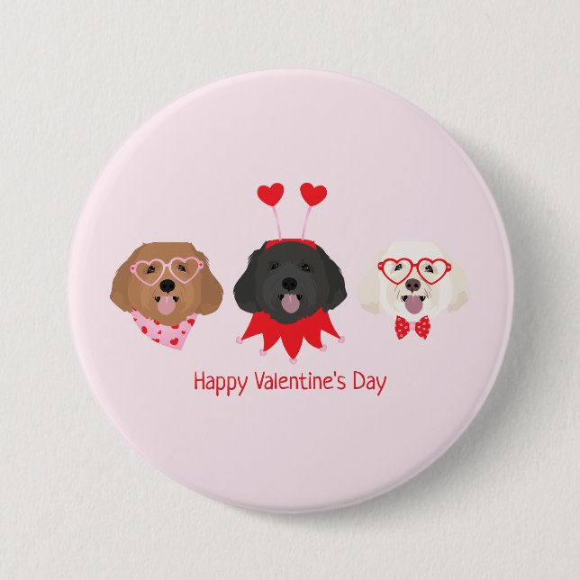 Happy Valentines Day Maltipoo Hunde Button (Vorderseite)