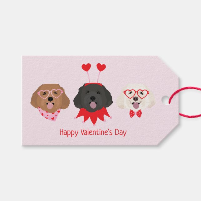 Happy Valentines Day Maltipoo Hunde Geschenkanhänger (Vorderseite (Horizontal))