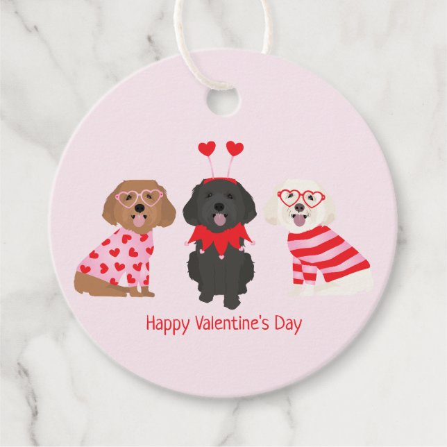 Happy Valentines Day Maltipoo Hunde Geschenkanhänger (Vorderseite)