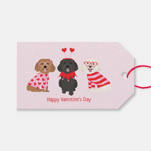 Happy Valentines Day Maltipoo Hunde Geschenkanhänger (Vorderseite (Horizontal))