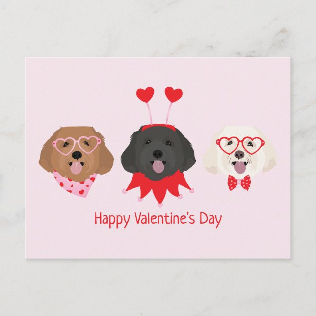 Happy Valentines Day Maltipoo Hunde Postkarte (Vorderseite)