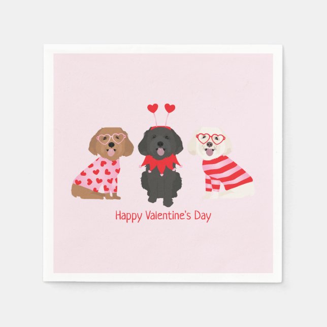 Happy Valentines Day Maltipoo Hunde Serviette (Vorderseite)