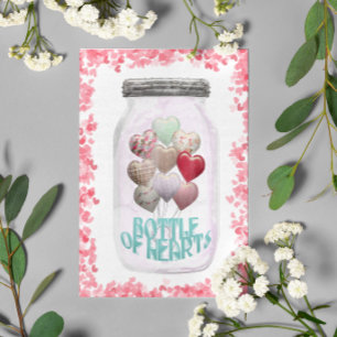 Happy Valentine's Day Mason Jar Flasche des Herzen Postkarte