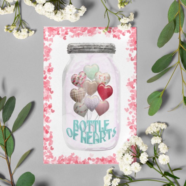 Happy Valentine's Day Mason Jar Flasche des Herzen Postkarte (Von Creator hochgeladen)