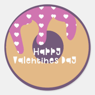 Happy Valentines Day Mattiert Heart Donut Runder Aufkleber