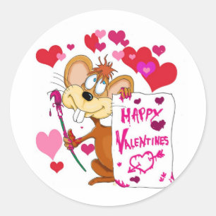 Happy Valentines Day Maus Runder Aufkleber