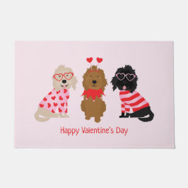 Happy Valentines Day Mini Goldendoodle Hunde Fußmatte