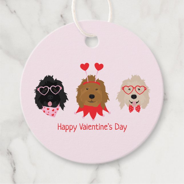 Happy Valentines Day Mini Goldendoodle Hunde Geschenkanhänger (Vorderseite)