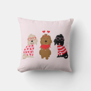 Happy Valentines Day Mini Goldendoodle Hunde Kissen