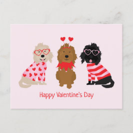 Happy Valentines Day Mini Goldendoodle Hunde Postkarte