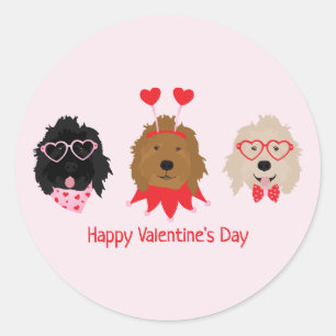 Happy Valentines Day Mini Goldendoodle Hunde Runder Aufkleber