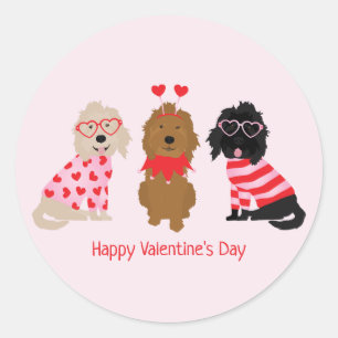 Happy Valentines Day Mini Goldendoodle Hunde Runder Aufkleber