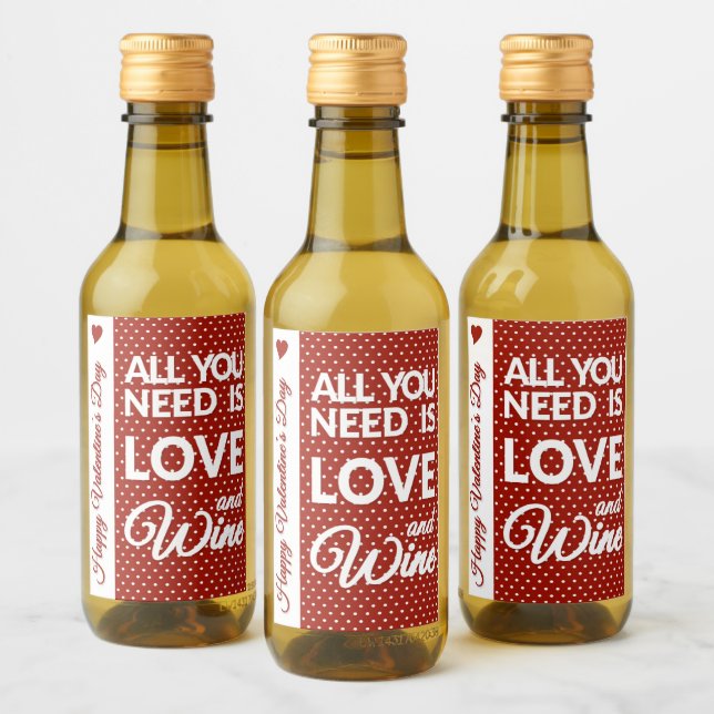 Happy Valentine's Day Mini Wine Label Set Weinetikett (Flaschen)