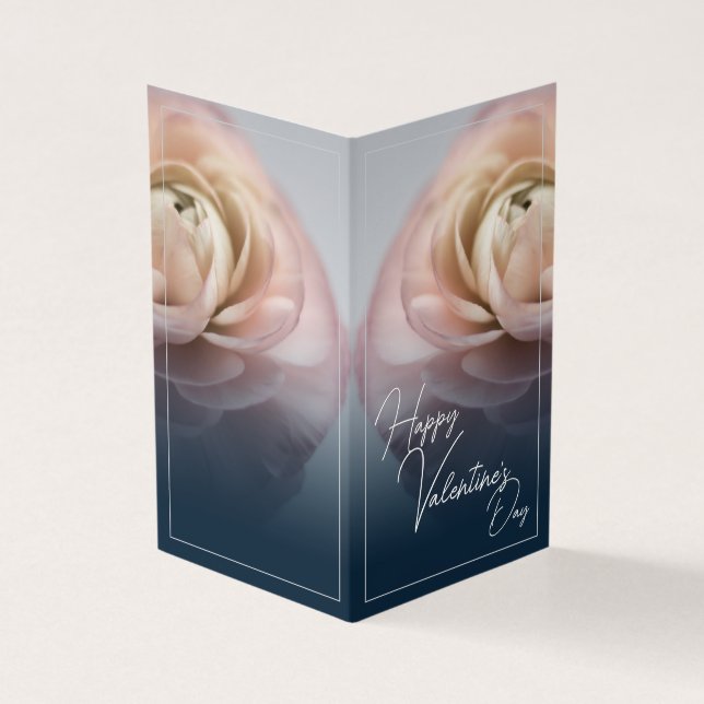 Happy Valentine's Day mit großer rosa Rose (Vorderseite)