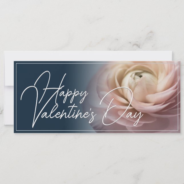 Happy Valentine's Day mit großer rosa Rose (Vorderseite)