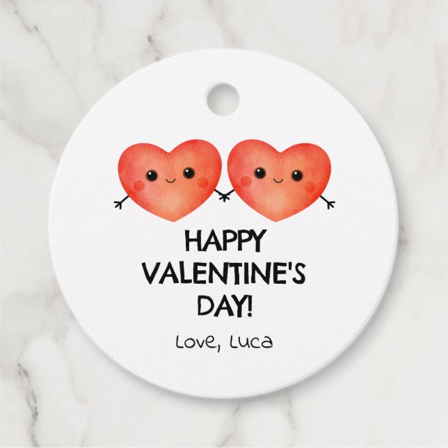 Happy Valentine's Day mit Herzchen Geschenkanhänger (Vorderseite)