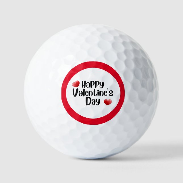 Happy Valentine's Day mit Liebe rotes Herz Golfball (Vorderseite)