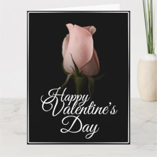 Happy Valentine's Day mit rosafarbener Rosenkarte Karte
