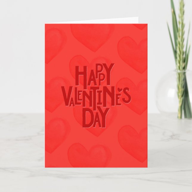 Happy Valentine's Day mit Watercolor Hearts Dankeskarte (Vorderseite)