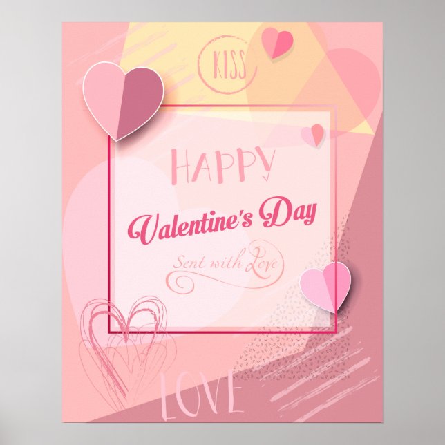 Happy Valentine's Day Modern Abstrakt Poster (Vorne)
