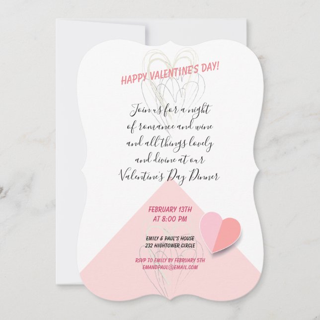 Happy Valentine's Day Modern Design Einladung (Vorderseite)