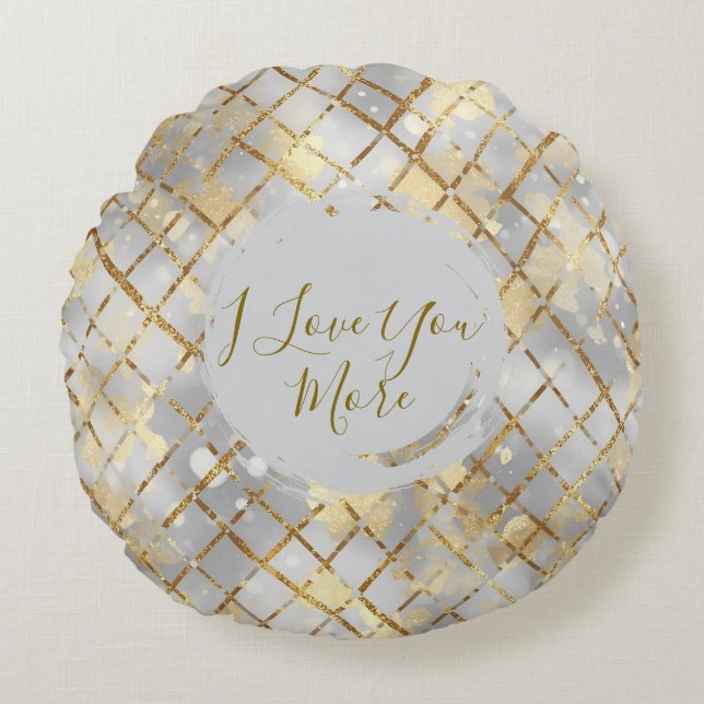 Happy Valentine's Day, Modern, Elegant Luxury Thro Rundes Kissen (Vorderseite)