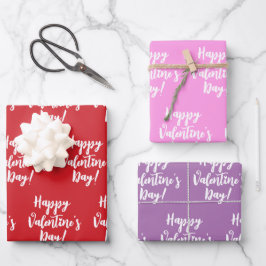 Happy Valentine's Day moderne Drehbuchtypografie Geschenkpapier Set