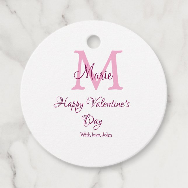 Happy valentine's day monogram pink name love girl geschenkanhänger (Vorderseite)